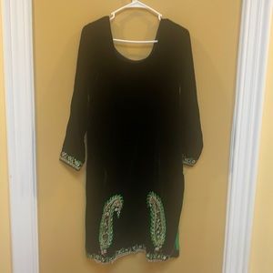 Black and green velvet salwar suit